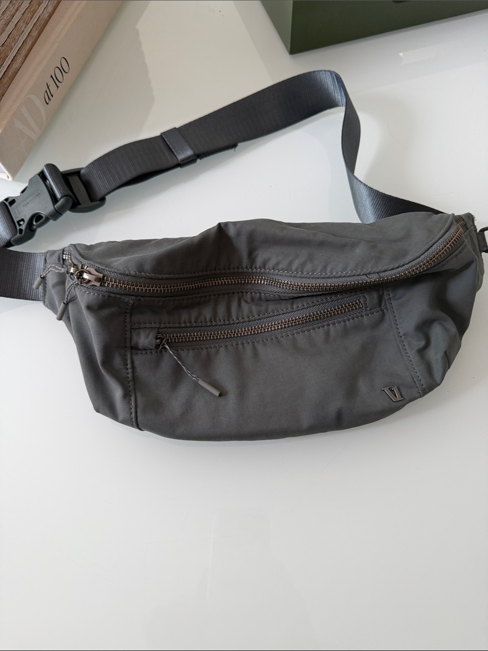 Vuori Charcoal Gray Belt Bag with Front Zip Pockets Excellent condition